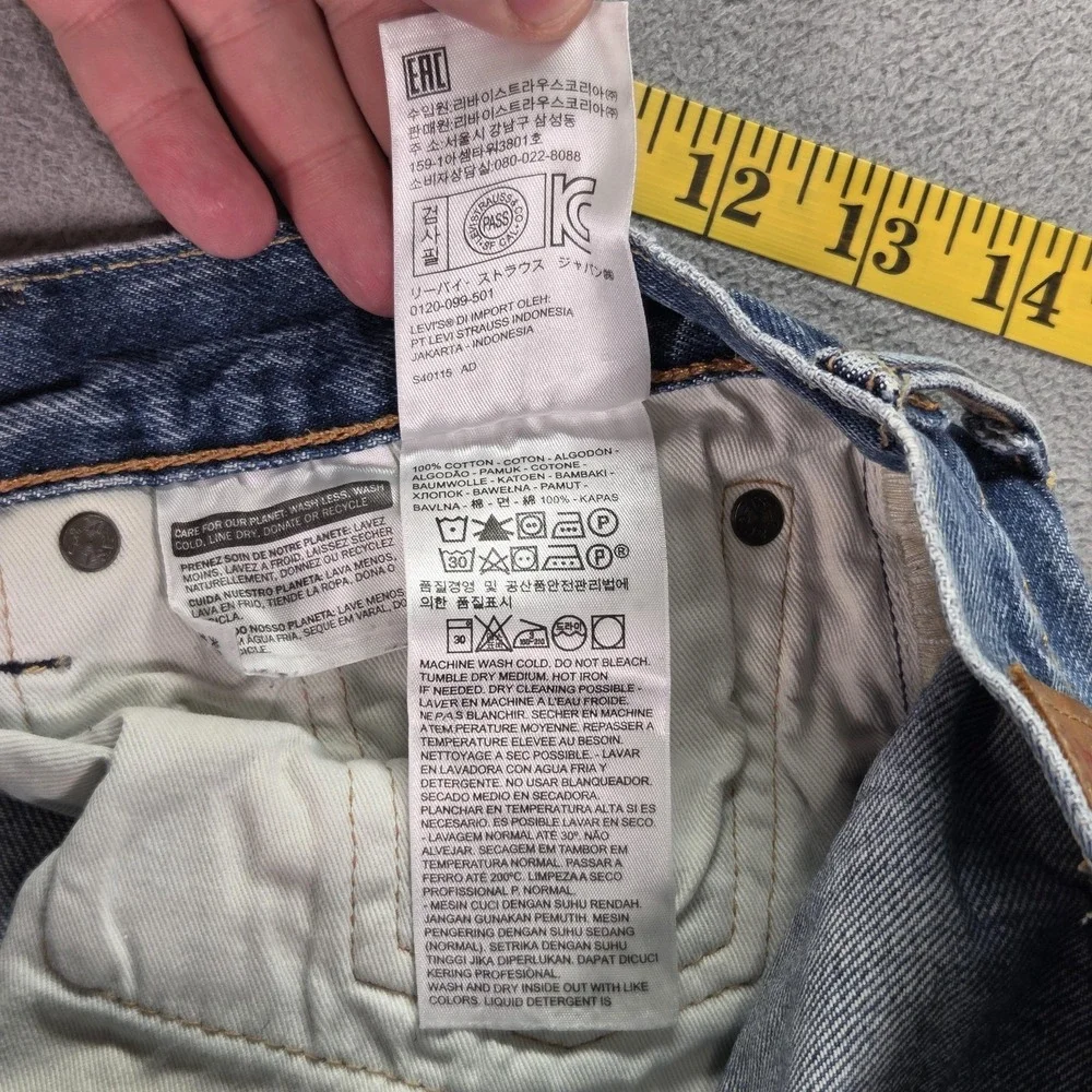 Levis 501 Jeans Mens Selvedge Medium Blue Tapered Whiskers‎ Honeycomb Fits 30x31